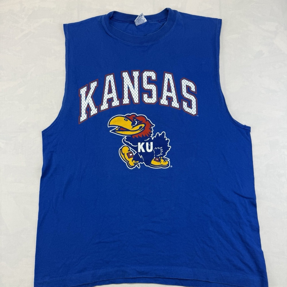 Vintage Salem Sportswear Kansas Jayhawks Sleeveless Shirt L USA